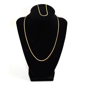 Vintage Avon Gold Tone " C "‎  Link Chain 18" Necklace and 7" Bracelet